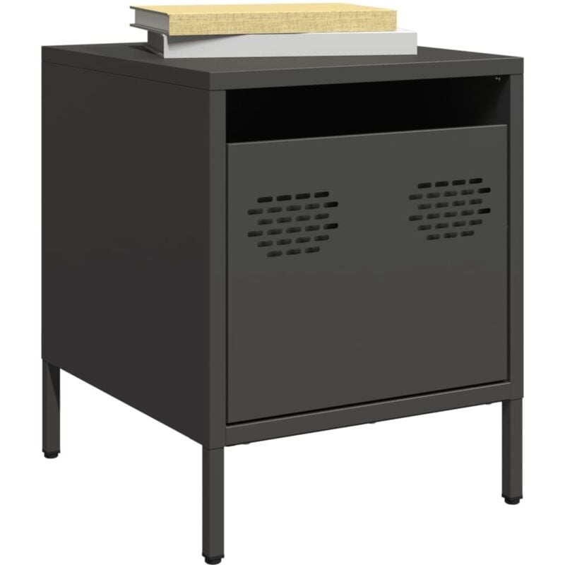 foto del prodotto vidaxl comodino nero 35x39x43,5 cm in acciaio