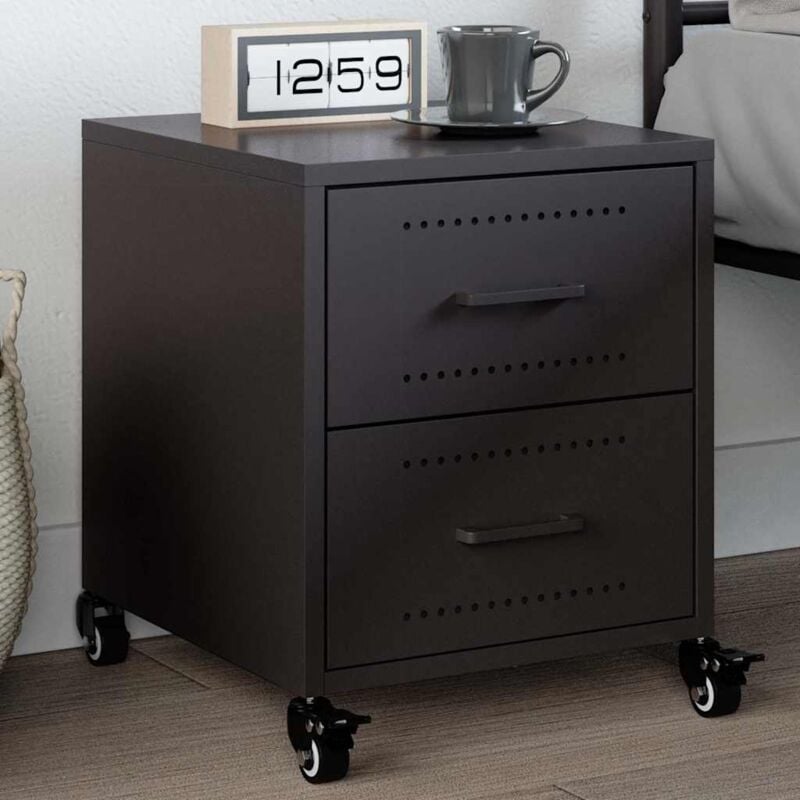 foto del prodotto vidaxl comodino nero 36x39x43,5 cm in acciaio