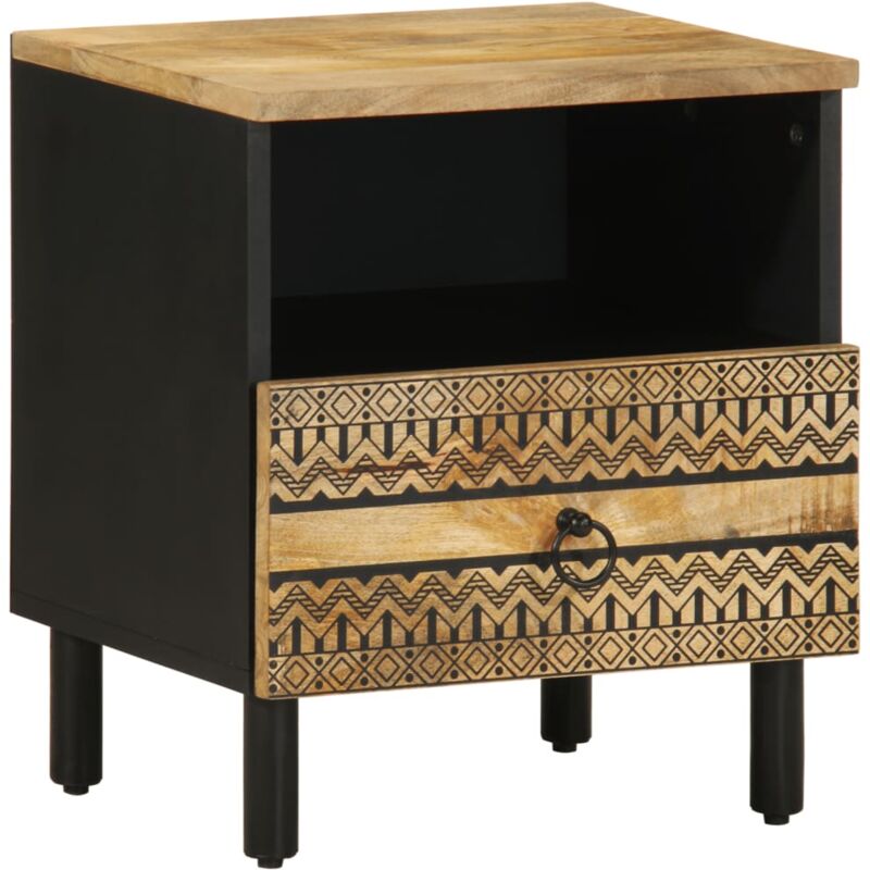 foto del prodotto vidaxl comodino nero 40x33x46 cm in legno massello di mango grezzo 946938