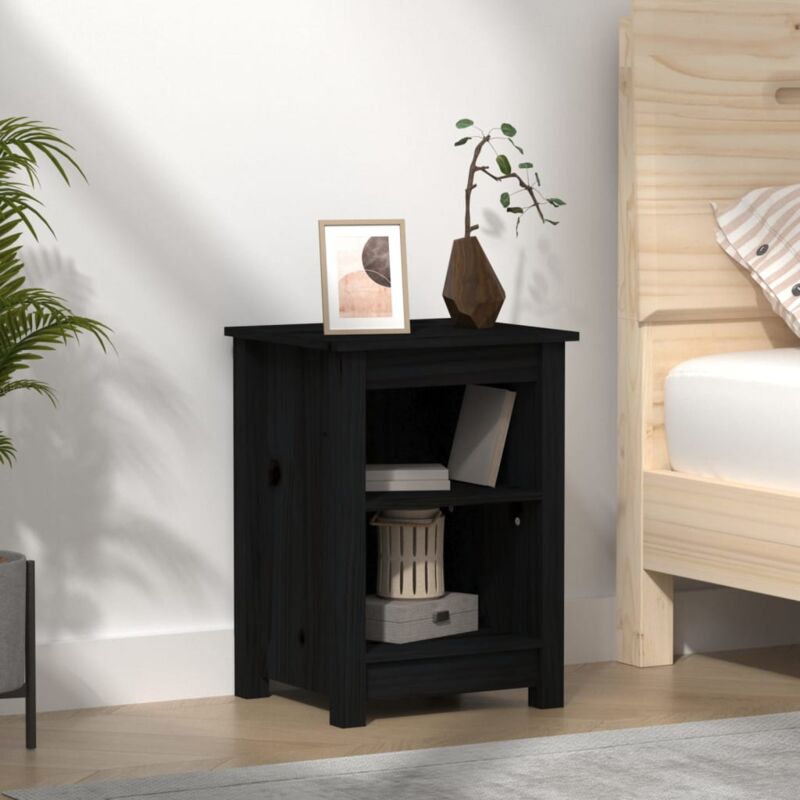 foto del prodotto vidaxl comodino nero 40x35x55 cm in legno massello di pino