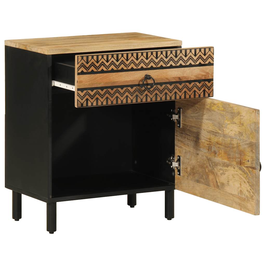 foto del prodotto vidaxl comodino nero 50x33x60 cm in legno massello di mango grezzo