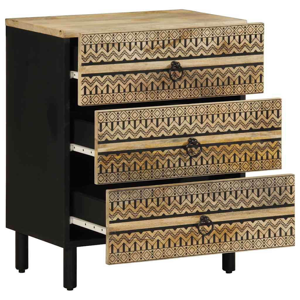 foto del prodotto vidaxl comodino nero 50x33x62 cm in legno massello di mango grezzo