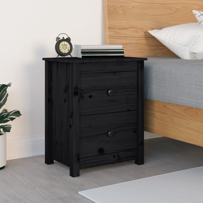 foto del prodotto vidaxl comodino nero 50x35x61,5 cm in legno massello di pino
