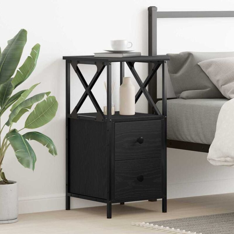 foto del prodotto vidaxl comodino nero rovere 34x35,5x70 cm in legno ingegnerizzato