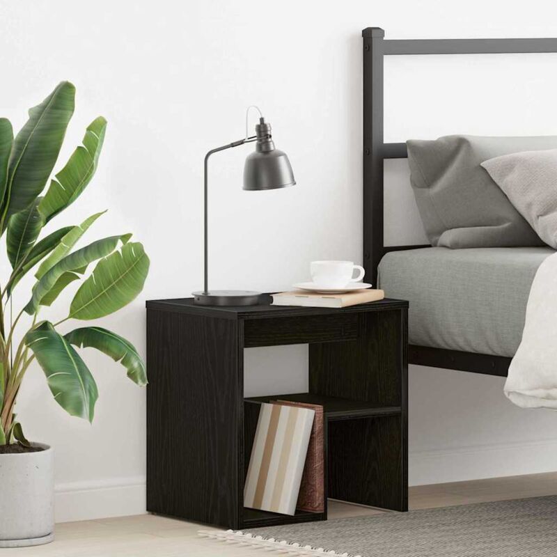foto del prodotto vidaxl comodino nero rovere 40x30x40 cm in legno ingegnerizzato