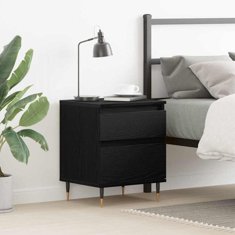 foto del prodotto vidaxl comodino nero rovere 40x35x50 cm in legno ingegnerizzato