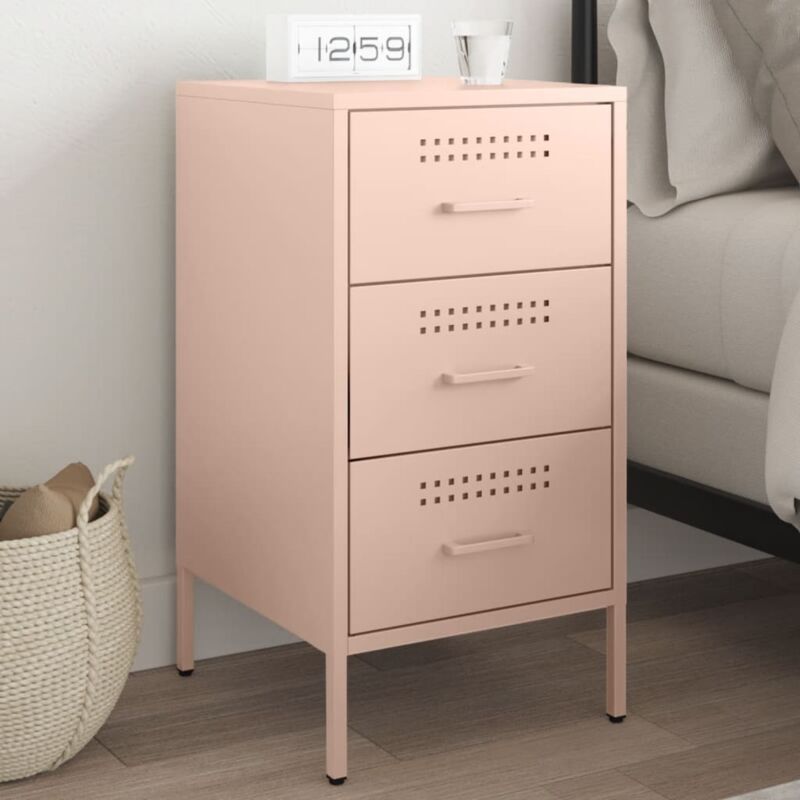 foto del prodotto vidaxl comodino rosa 36x39x68 cm in acciaio