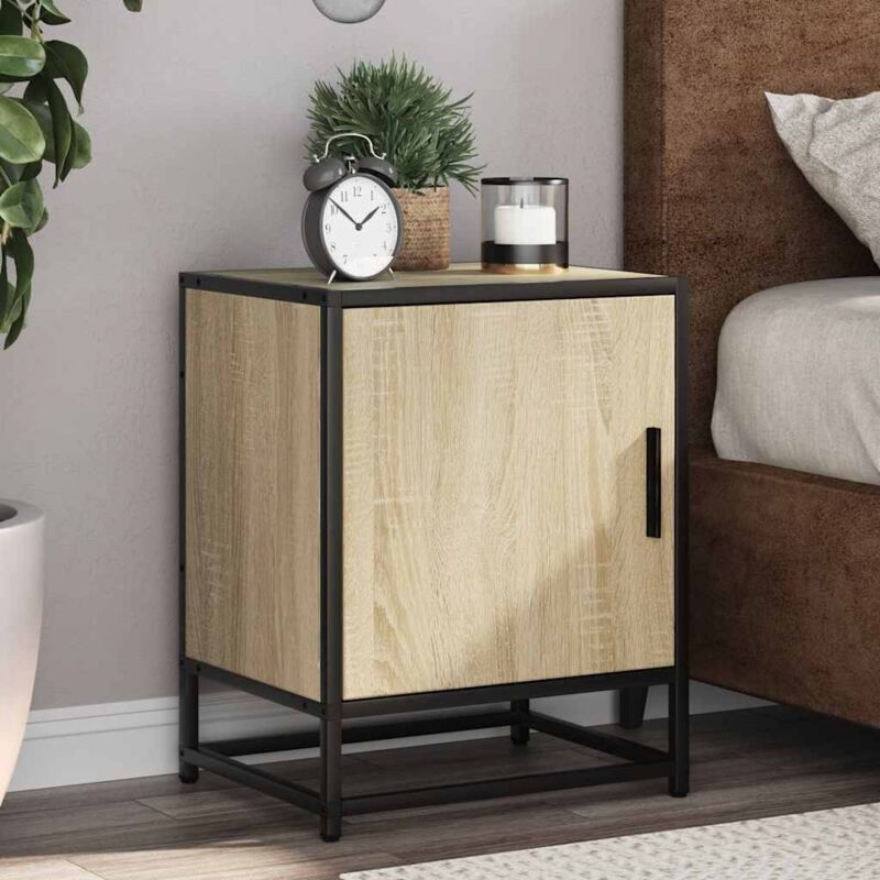 foto del prodotto vidaxl comodino rovere sonoma 40x31x50 cm legno multistrato e metallo