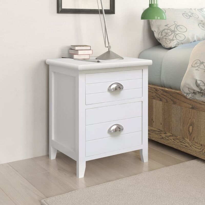 foto del prodotto vidaxl comodino set 2 pz con 2 cassetti in legno di paulownia 38x28x45 cm elegante vari colori colore bianco