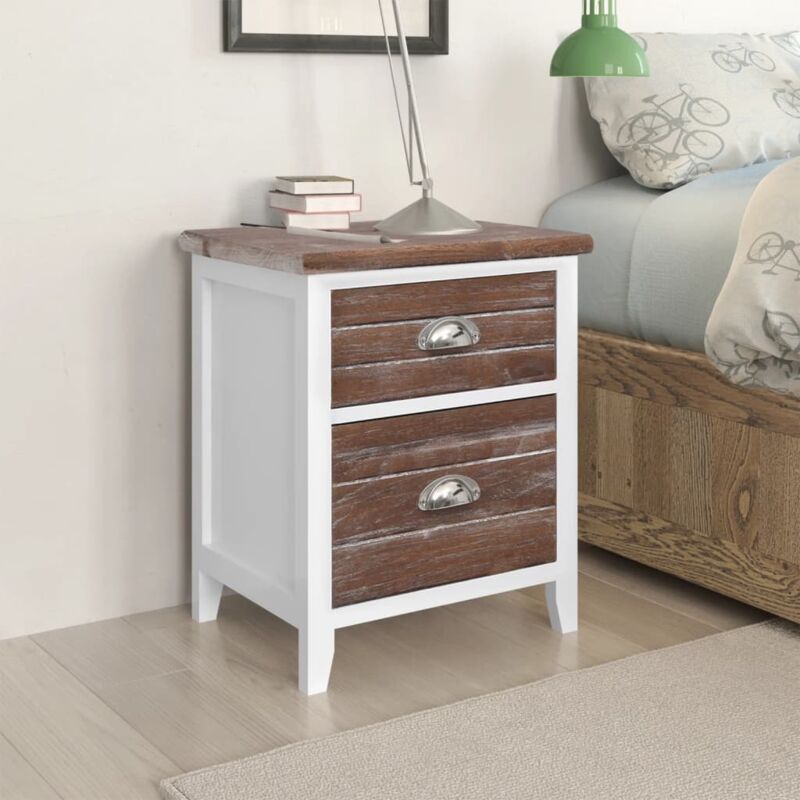 foto del prodotto vidaxl comodino set 2 pz con 2 cassetti in legno di paulownia 38x28x45 cm elegante vari colori colore marrone e bianco