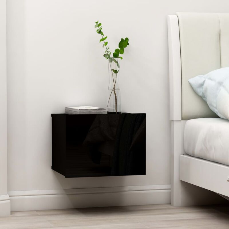 foto del prodotto vidaxl comodino sospeso moderno in legno con cassetti comodino elegante vari colori colore nero