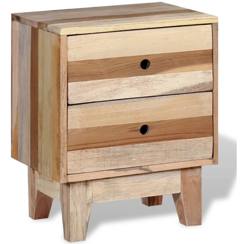 foto del prodotto vidaxl comodino stile vintage in legno massello recuperato con 2 cassetti