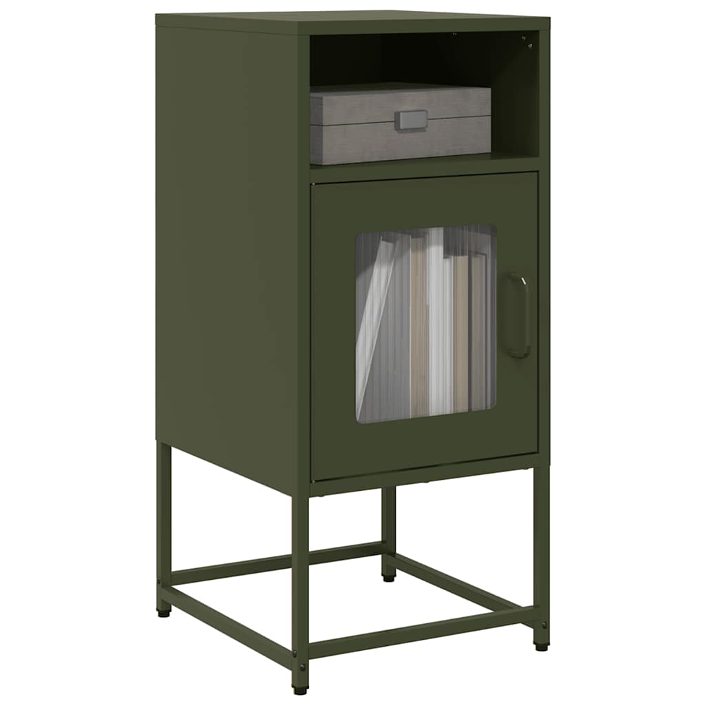 foto del prodotto vidaxl comodino verde oliva 36x39x78 cm in acciaio laminato a freddo