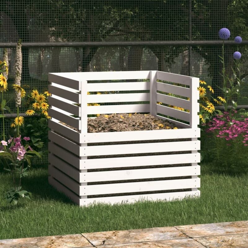 foto del prodotto vidaxl compostiera bianca 80x80x78 cm in legno massello di pino