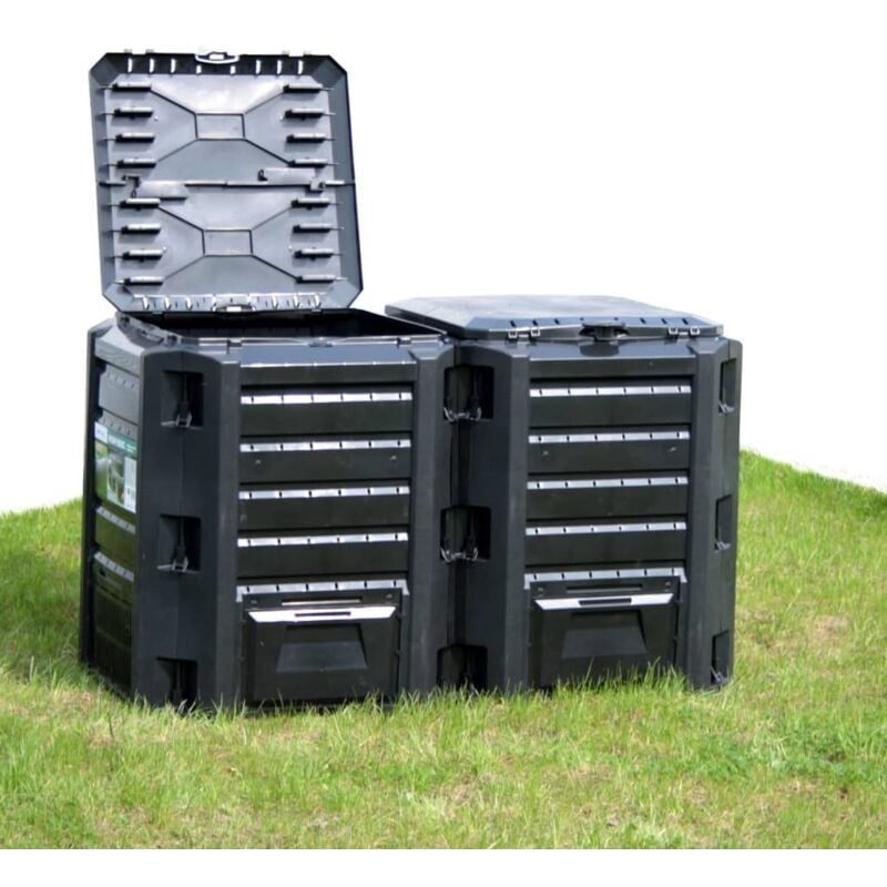 foto del prodotto vidaxl compostiera da giardino nera 1600 l