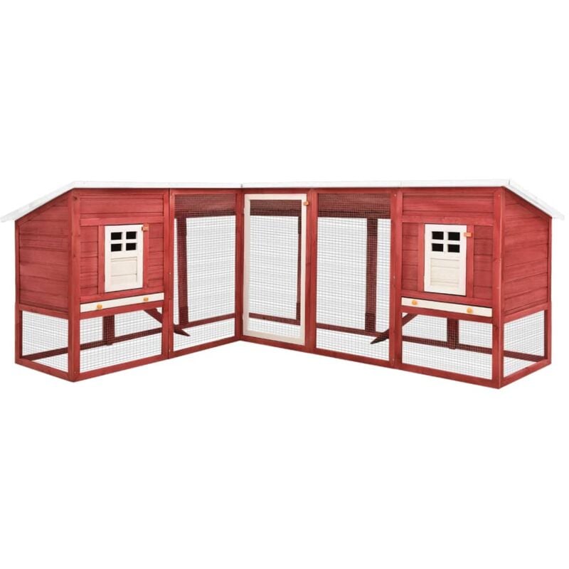 foto del prodotto vidaxl - conigliera per esterni grande rossa e bianca in legno di abete