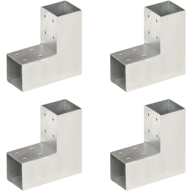 foto del prodotto vidaxl connettori per pali a forma di l 4 pz metallo zincato 71x71 mm