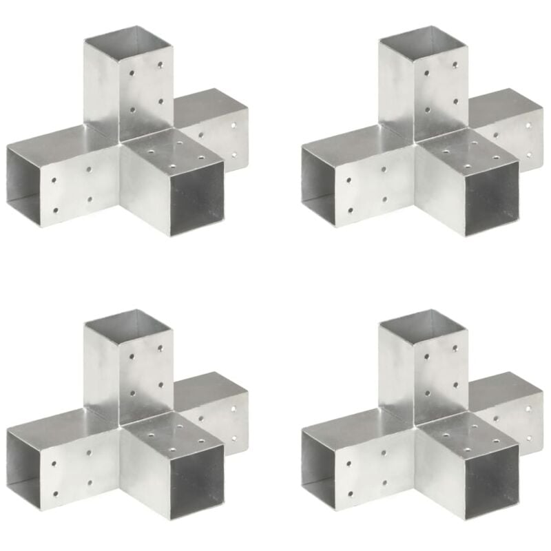 foto del prodotto vidaxl connettori per pali a forma di x 4 pz in metallo zincato 71x71 mm 232019