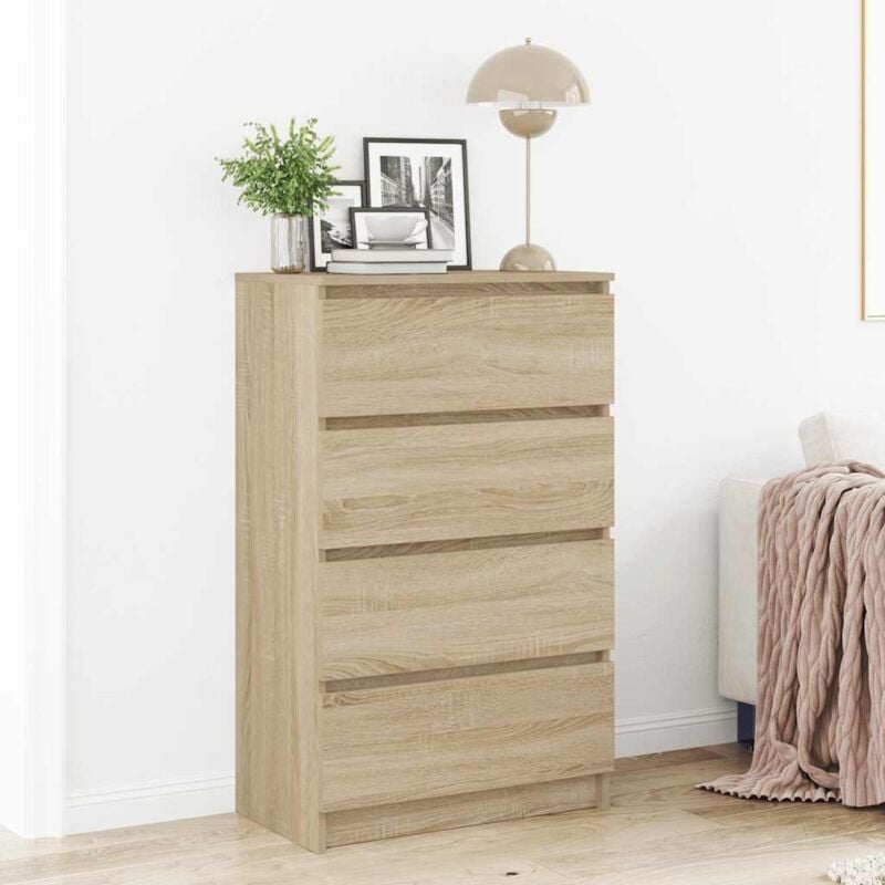 foto del prodotto vidaxl contemporary sideboard wooden chest of drawers with 4 drawers 60x35x98,5 cm various colors colore rovere