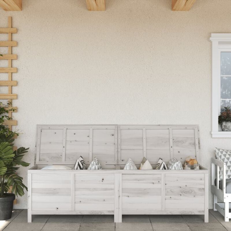 foto del prodotto vidaxl contenitore da giardino bianco 198,5x50x56,5 cm massello abete