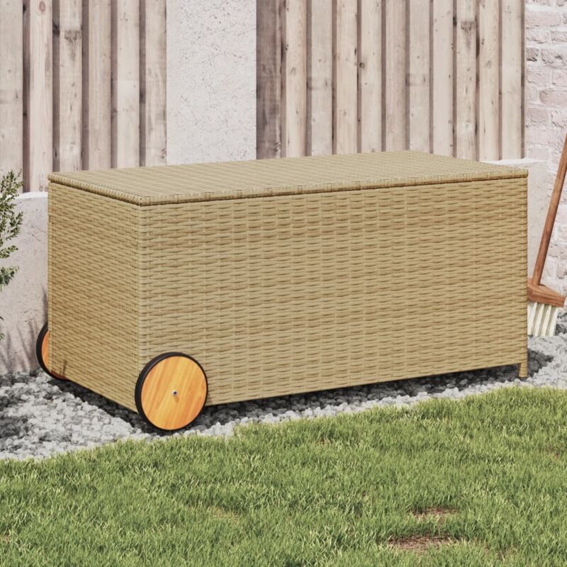 foto del prodotto vidaxl contenitore da giardino con ruote beige misto 190l polyrattan