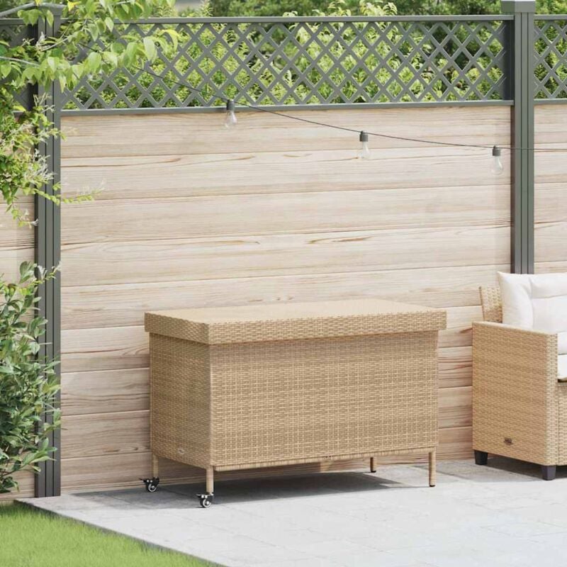foto del prodotto vidaxl contenitore da giardino con ruote beige misto polyrattan