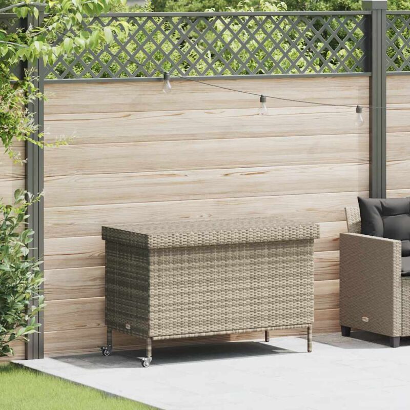 foto del prodotto vidaxl contenitore da giardino con ruote grigio chiaro polyrattan