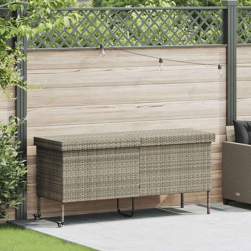 foto del prodotto vidaxl contenitore da giardino con ruote grigio chiaro polyrattan
