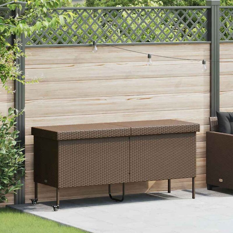 foto del prodotto vidaxl contenitore da giardino con ruote marrone polyrattan