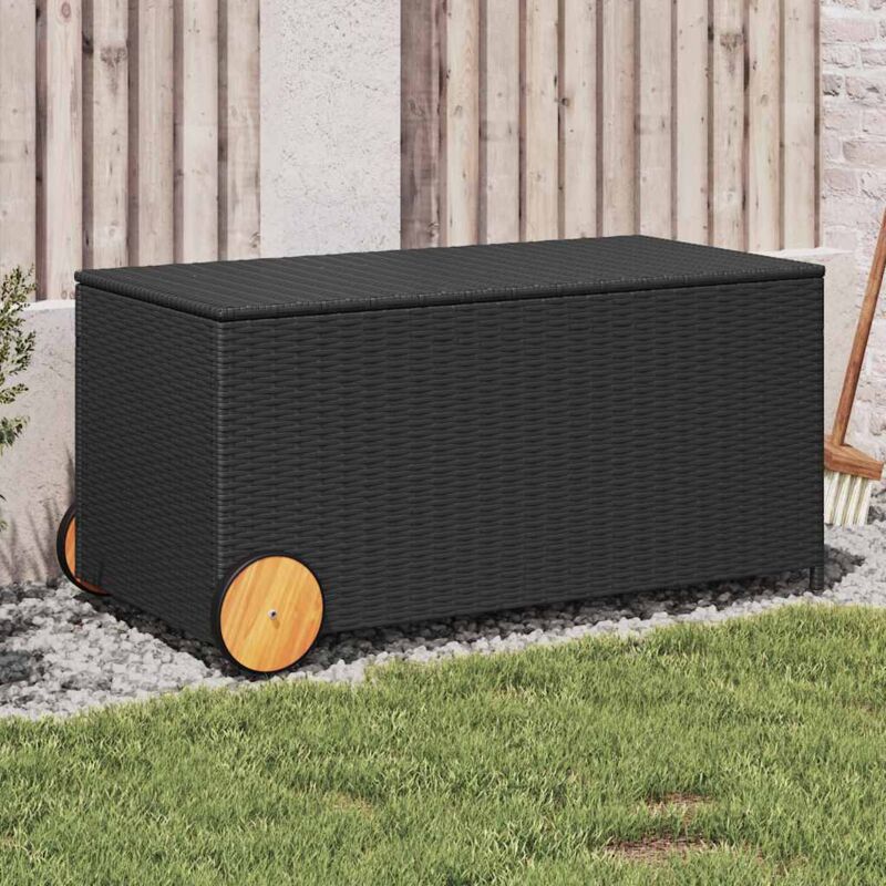 foto del prodotto vidaxl contenitore da giardino con ruote nero 190l in polyrattan