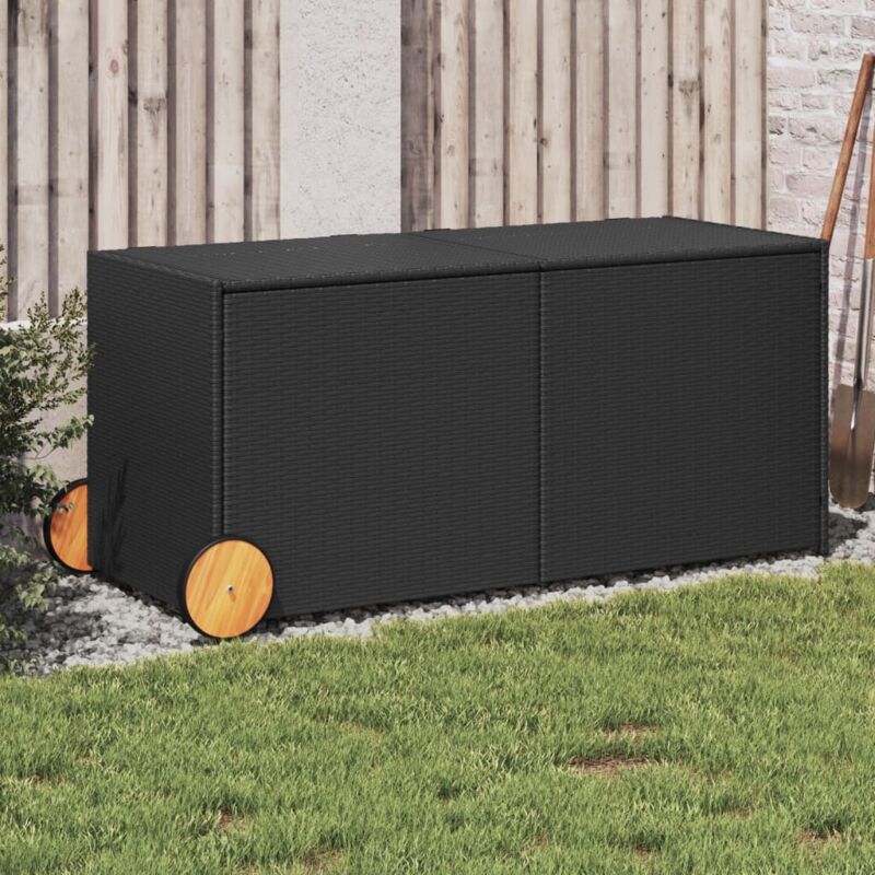 foto del prodotto vidaxl contenitore da giardino con ruote nero 283l in polyrattan