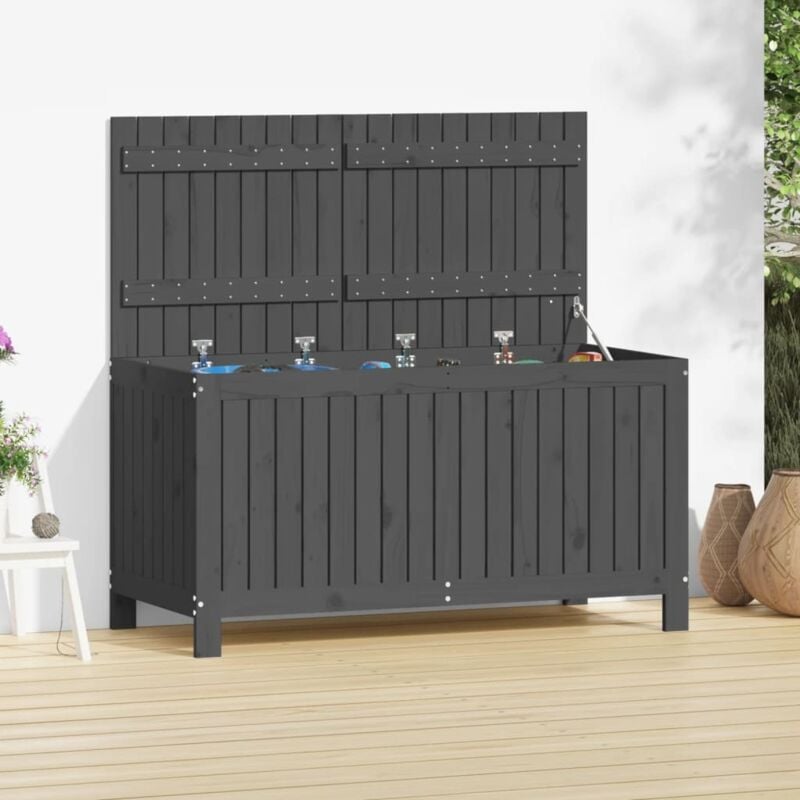 foto del prodotto vidaxl contenitore da giardino grigio 121x55x64 cm legno massello pino