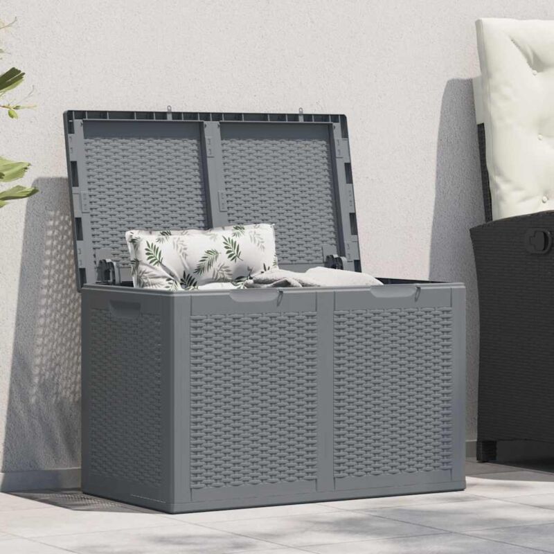 foto del prodotto vidaxl contenitore da giardino grigio in rattan pp 180 l