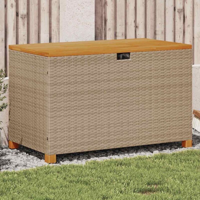 foto del prodotto vidaxl contenitore giardino beige 110x55x63cm polyrattan legno acacia
