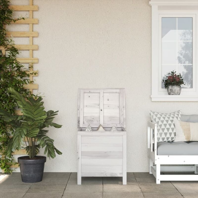 foto del prodotto vidaxl contenitore giardino bianco 50x49x56,5 cm legno massello abete