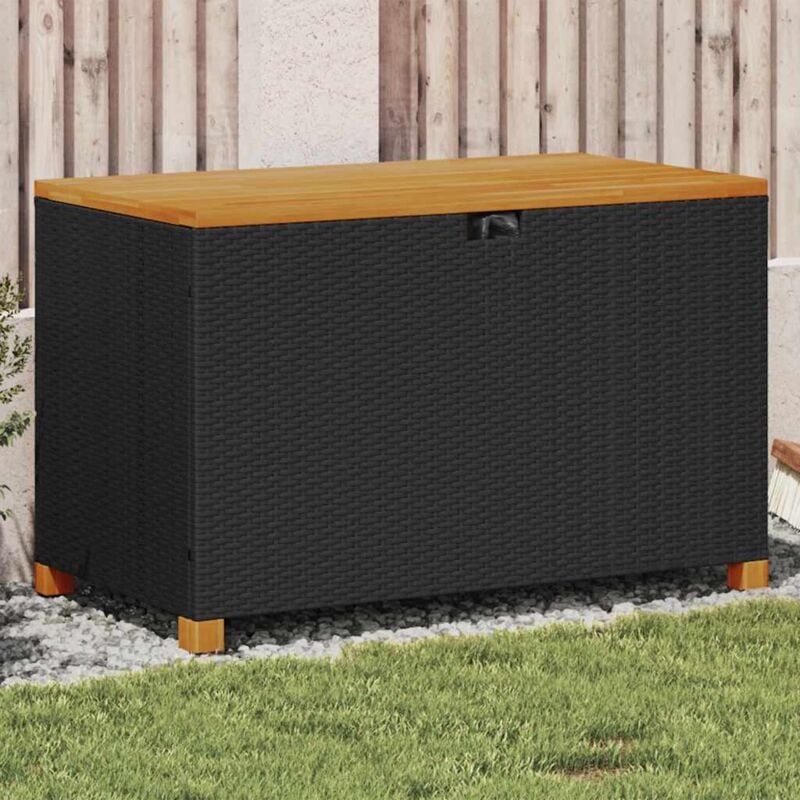 foto del prodotto vidaxl contenitore giardino nero 110x55x63cm polyrattan e legno acacia