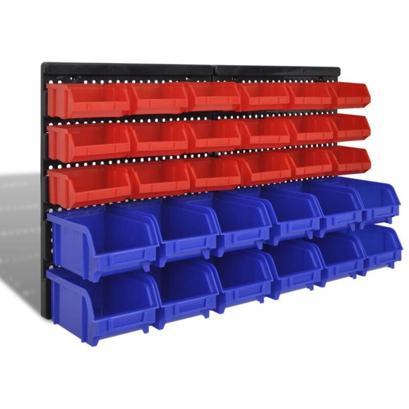 foto del prodotto vidaxl contenitore plastica per garage da parete set 30 pz blu e rosso
