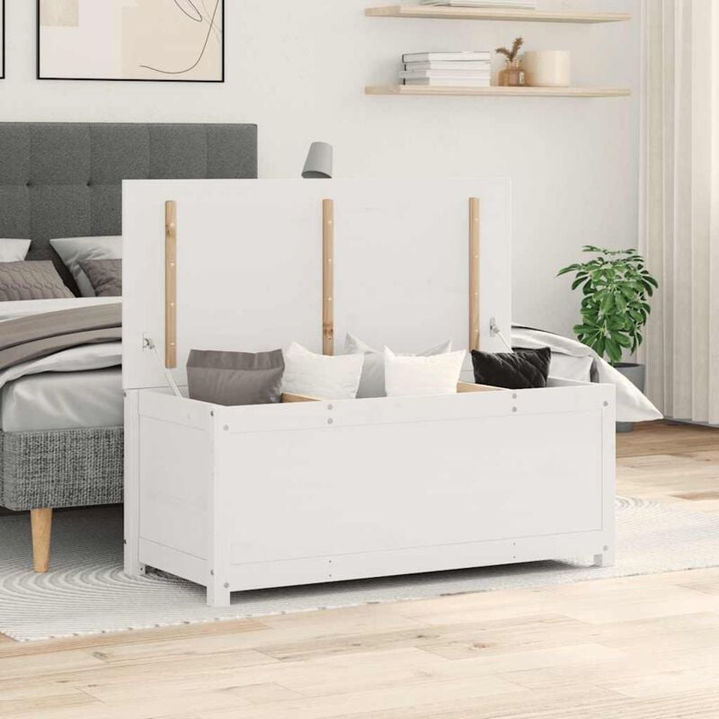 foto del prodotto vidaxl contenitore portaoggetti bianco 110x50x45,5cm massello di pino