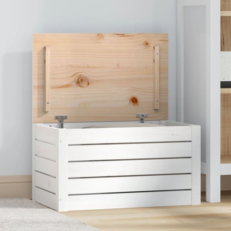 foto del prodotto vidaxl contenitore portaoggetti bianco 59,5x36,5x33cm massello di pino