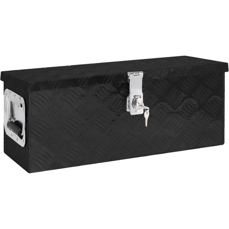 foto del prodotto vidaxl contenitore portaoggetti nero in alluminio con chiusura chiave varie misure dimensioni 60 x 23.5 x 23 cm