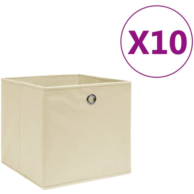 foto del prodotto vidaxl contenitori 10 pz in tessuto non tessuto 28x28x28 cm crema