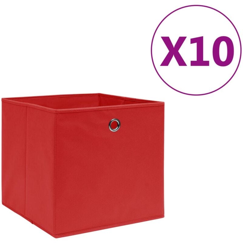 foto del prodotto vidaxl contenitori 10 pz in tessuto non tessuto 28x28x28 cm rosso