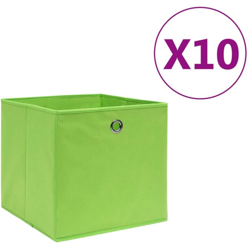 foto del prodotto vidaxl contenitori 10 pz in tessuto non tessuto 28x28x28 cm verde