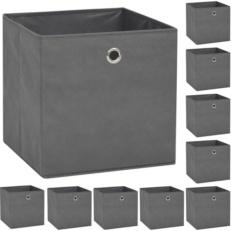 foto del prodotto vidaxl contenitori 10 pz in tessuto non tessuto 32x32x32 cm grigio