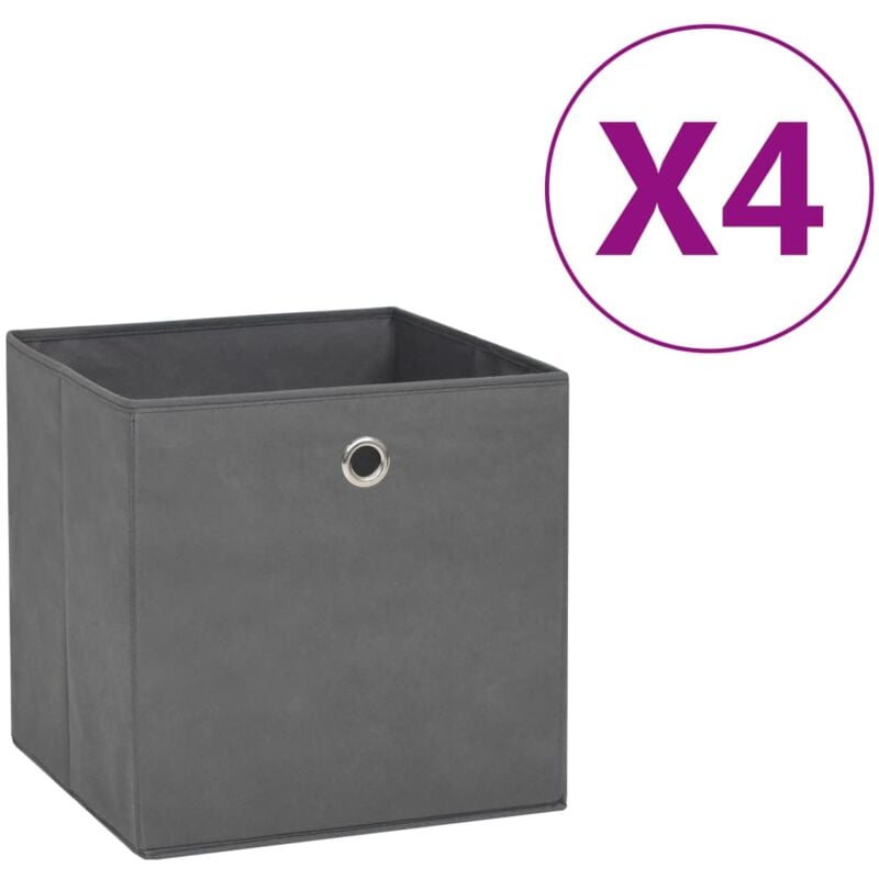foto del prodotto vidaxl contenitori 4 pz in tessuto non tessuto 28x28x28 cm grigio