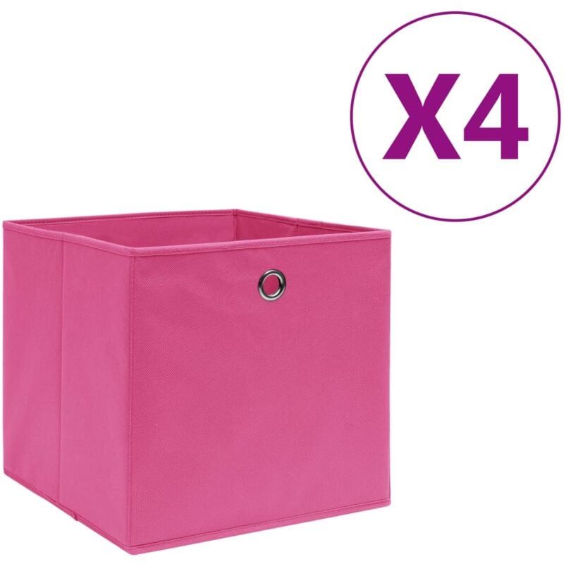 foto del prodotto vidaxl contenitori 4 pz in tessuto non tessuto 28x28x28 cm rosa