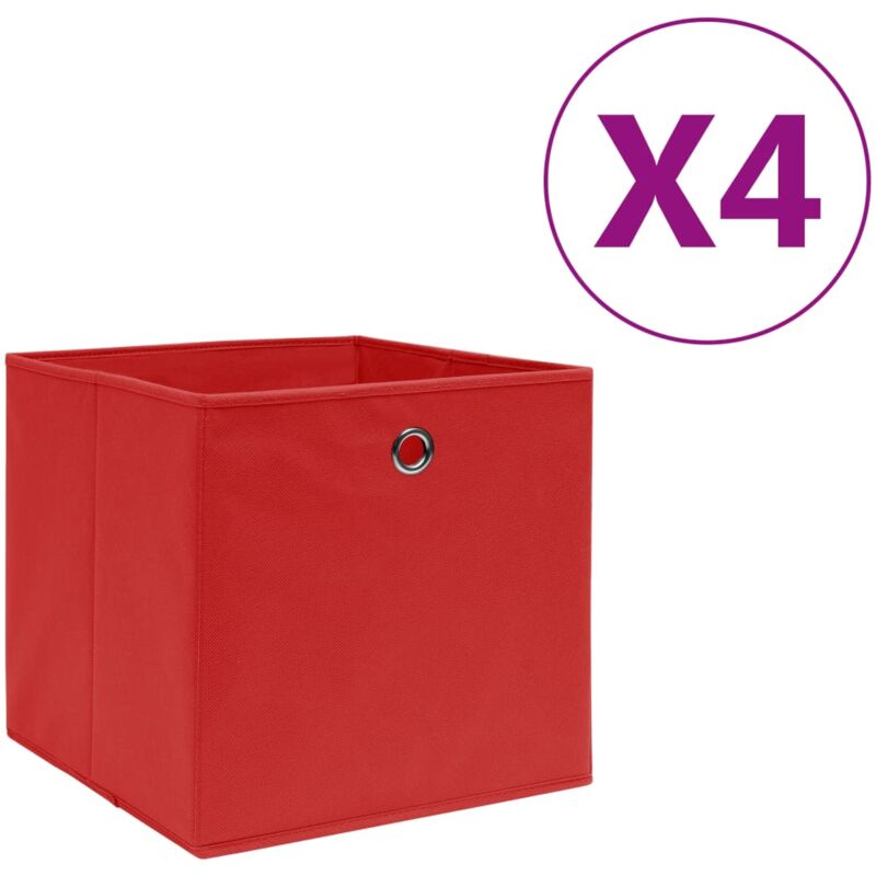 foto del prodotto vidaxl contenitori 4 pz in tessuto non tessuto 28x28x28 cm rosso