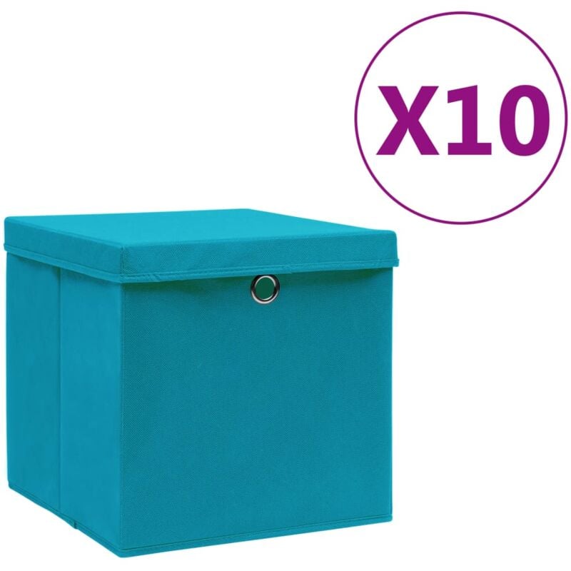 foto del prodotto vidaxl contenitori con coperchi 10 pz 28x28x28 cm azzurro