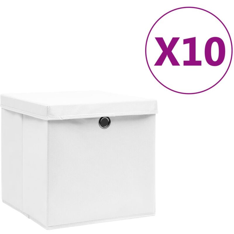 foto del prodotto vidaxl contenitori con coperchi 10 pz 28x28x28 cm bianco