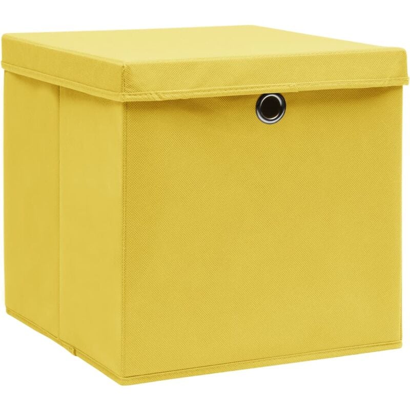 immagine 0 del prodotto vidaxl contenitori con coperchi 10 pz 28x28x28 cm giallo